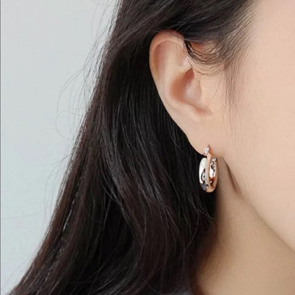 COPY - Sterling Silver Chunky Tube Hoop Earrings - Picture 2 of 4